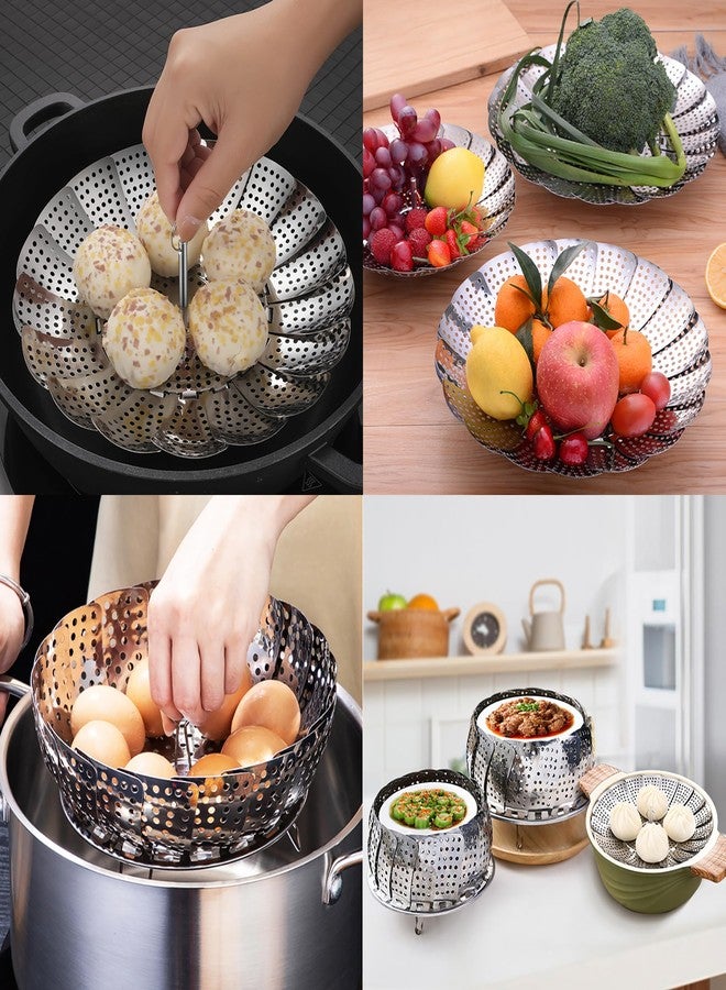 MiHerom Steamer Basket,Folding Stainless Steel Vegetable Steamer for Veggie Fish Eggs Seafood Cooking,Expandable to Fit in Pots - Image 4